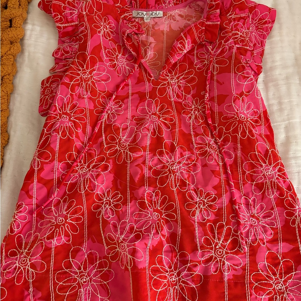 Jou Jou Women's Red and Pink Floral Top